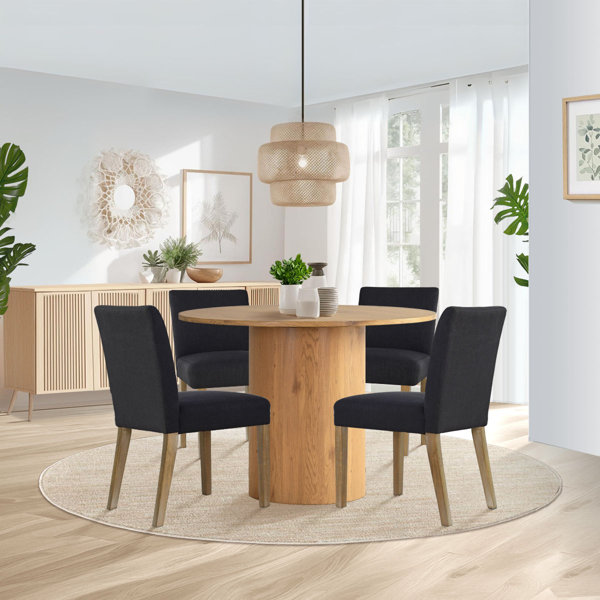 Lark Manor Danayla 41.5" Round Pedestal Dining Table And Alesana Linen